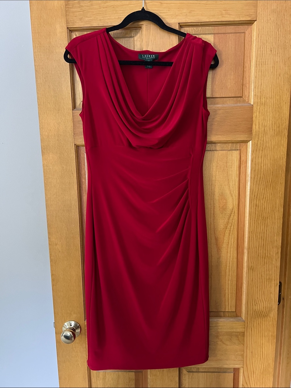 Lauren Ralph Lauren Crimson Cowl-Neck Sheath Dress